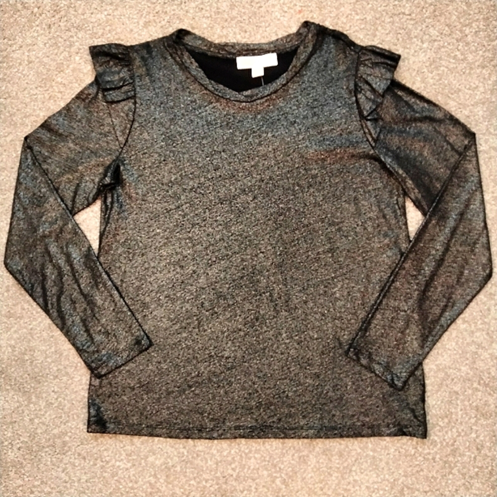 NWT Sz M Michael Kors Women's Metallic Silver Knit Top